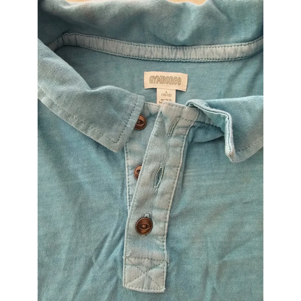 Gymboree Boys Light Blue Short Sleeve Polo Shirt Size L 10-12 Casual Cotton Top